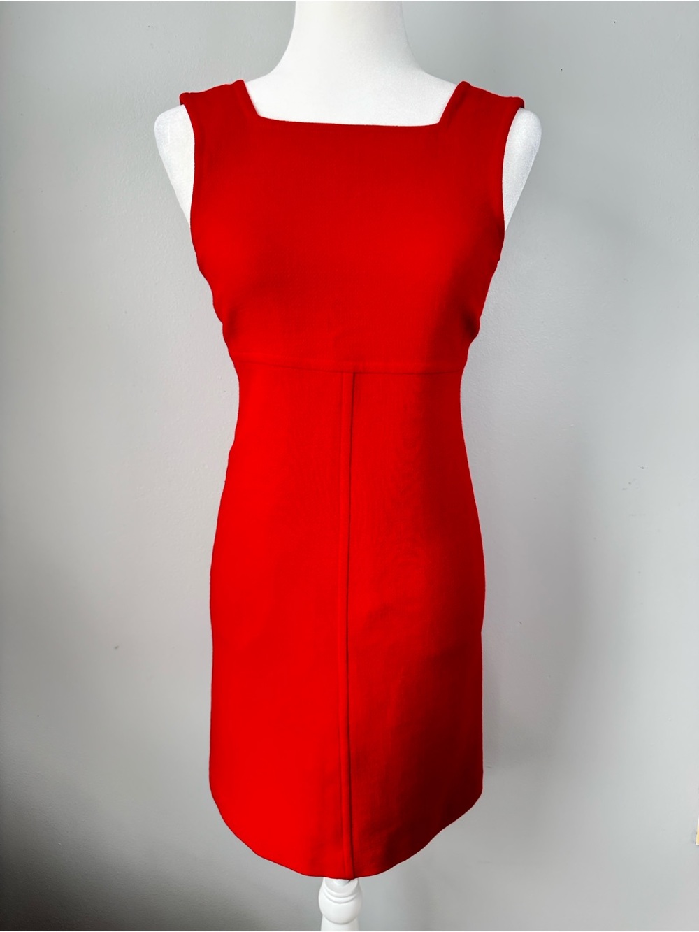 Agnes b. Paris Red Sleeveless Midi Dress Square Neck Minimalist Classic